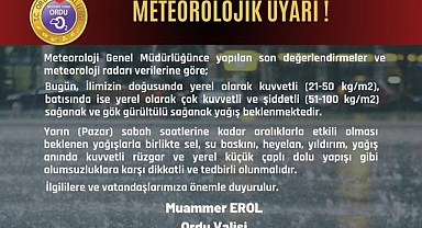 METEOROLOJİ'DEN ORDU'YA SEL VE SU BASKINI UYARISI 