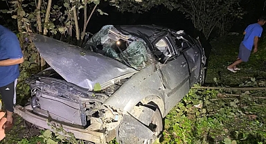 Fındık bahçesine devrilen otomobildeki 4 kişi yaralandı