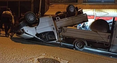 ORDU'DA KAMYONET TAKLA ATTI